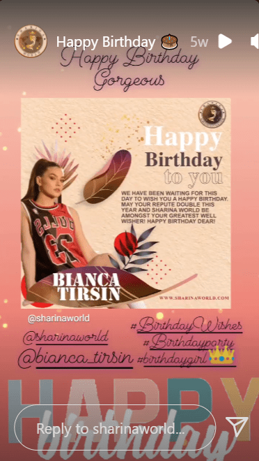 Happy Birthday 🎂 Sharina World Celebrates Together With You!  
Birthday Gift From Sharina World To Beautiful Bianca Tirsin