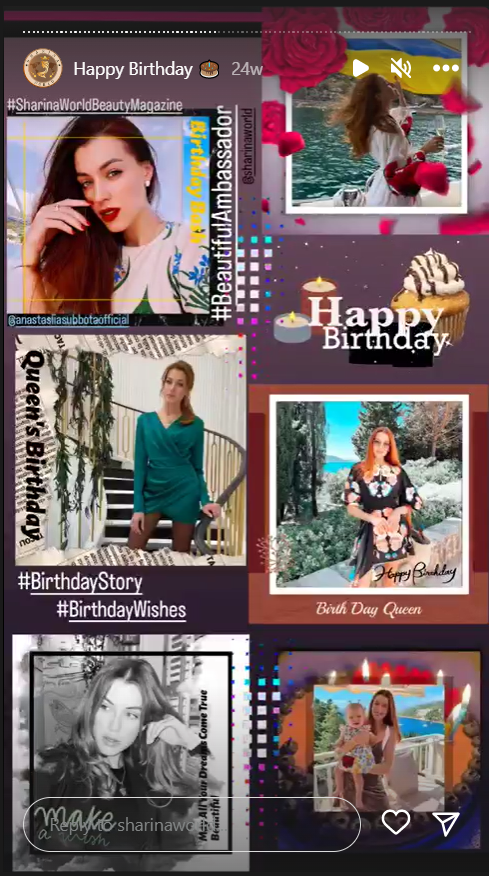 Happy Birthday 🎂 Sharina World Celebrates Together With You!  Birthday Gift From Sharina World To Beautiful Anastasia Subbota