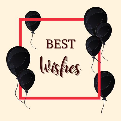 Red frame with black balloons ,Best wishes