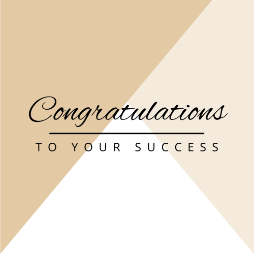 Three color design with the msg of congratulation on your success