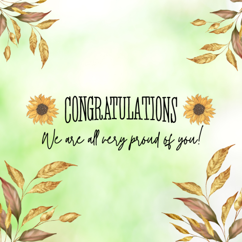 A design with leave and flowers Congratulation