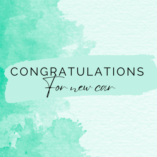 Congratulation on new Car written on green paint wall