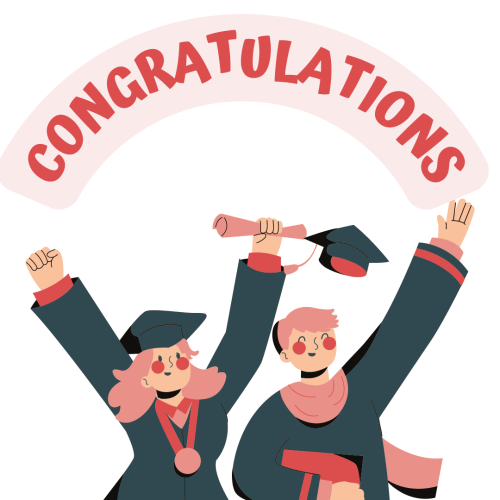 Cartoonist girls completing graduation, Congratulation