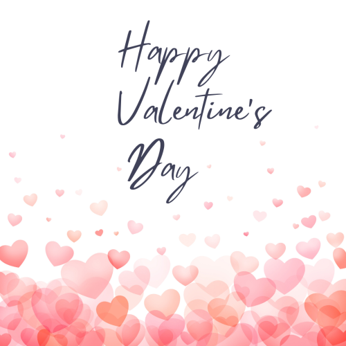 Happy valentine's day, Lots of hearts in the bottom.
