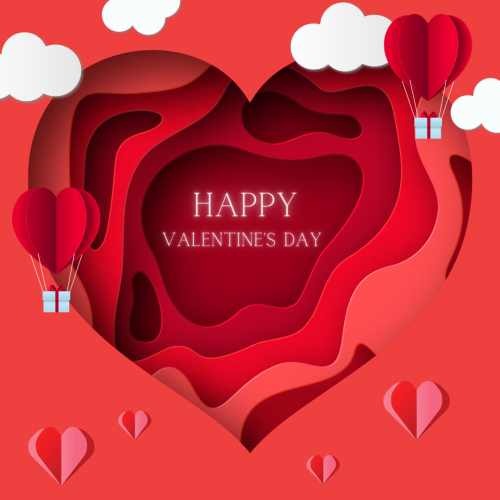 Heart diagram and heart shape balloon, Happy valentine's day.