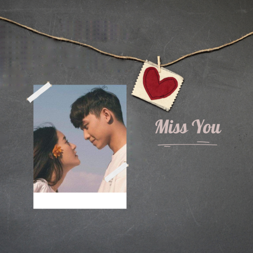 Couple Staring Each Other, Heart on rope  Message Miss You