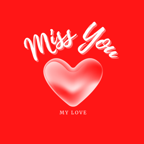 Red background with shining heart ,Miss You