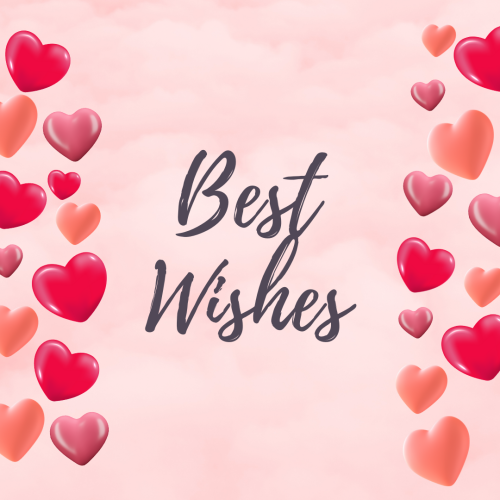 Lots of hearts on a wish card, Best Wishes.