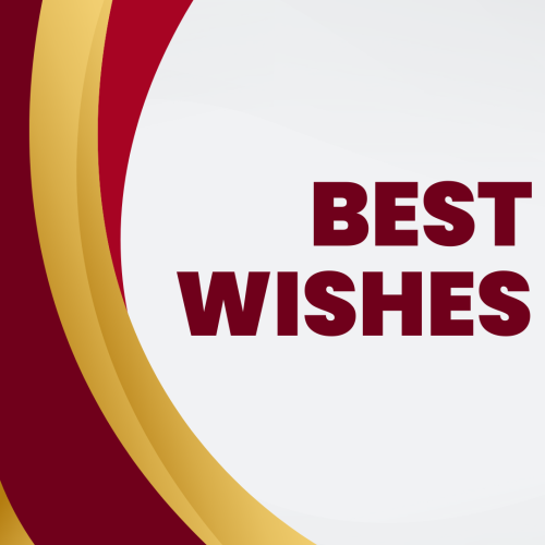 Gold and red color wish card, Best Wishes.