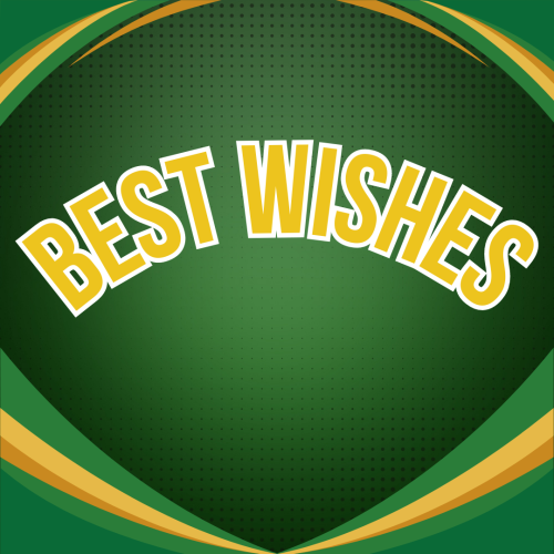 Golden and green wish card, Best Wishes.