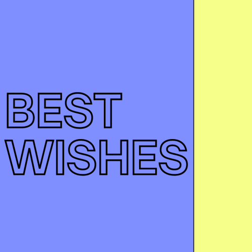 Best Wishes, yellow and purple wish card design.