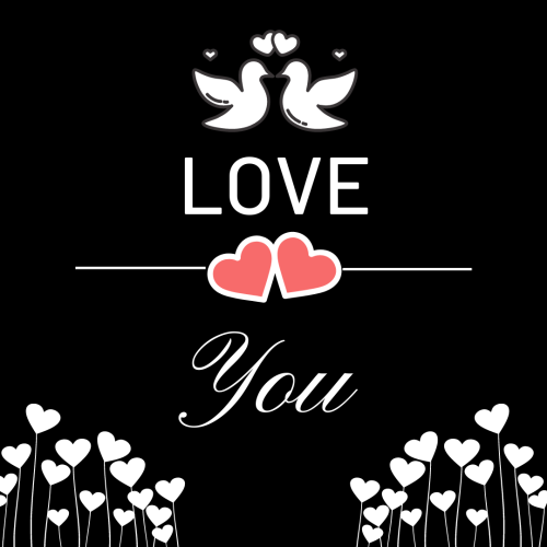 White hearts, with birds wishing Love you