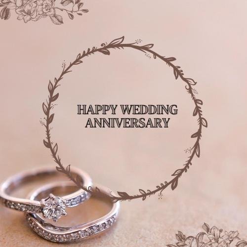 Wedding rings on happy wedding anniversary