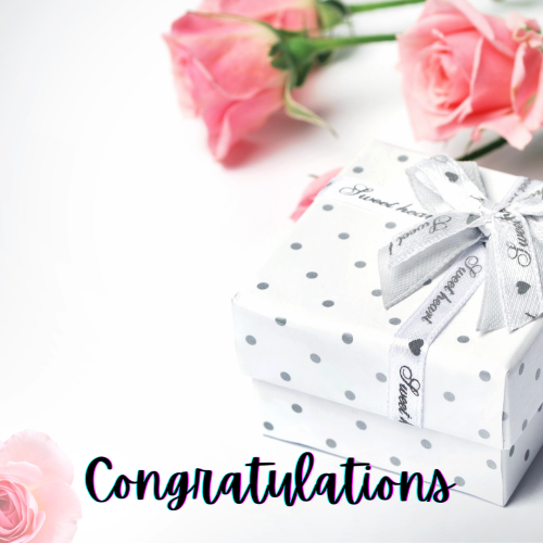 Flowers on a wish card, Congratulations.