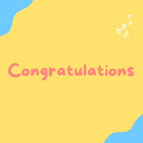 Yellow and blue wish card, Congratulations.
