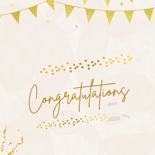 Golden theme wish card, Congratulations.