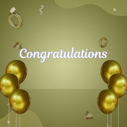 Congratulations, green balloons on a green background.