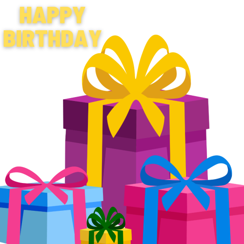 Gifts box on wish card Happy Birthday
