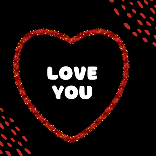 Red heart on wish card Love you