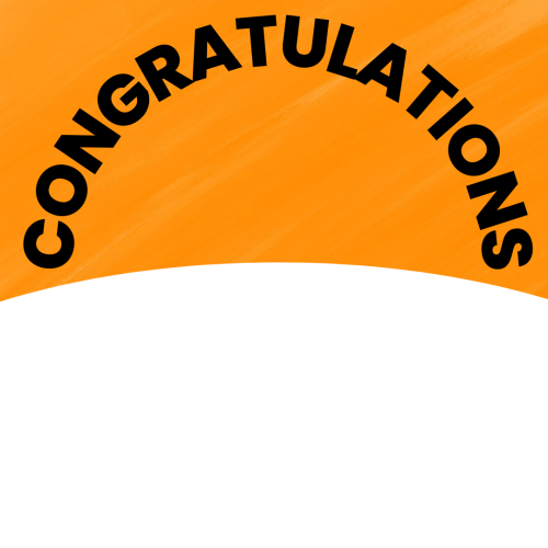 Congratulations, orange and white wish card.