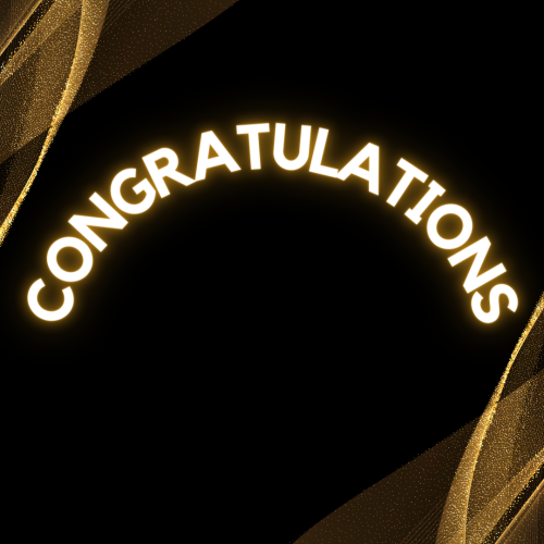 Congratulations, black and golden color wish card.
