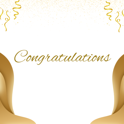 Congratulations, golden design on a card.