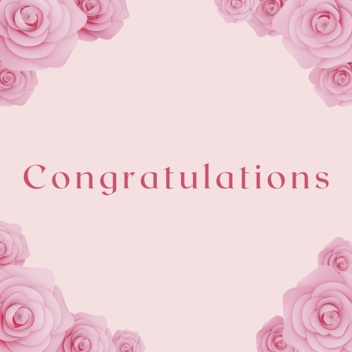 Congratulations, lots of pink flowers.