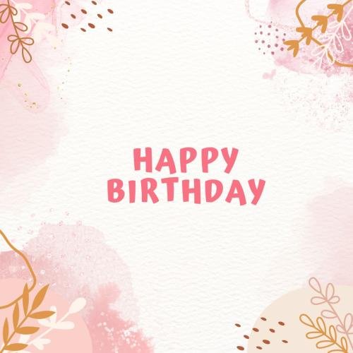 White and pink back on wish card Happy Birthday