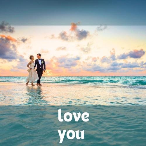 Couple walk on lake site Love you.