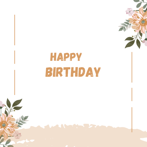 Flowers on wish card Happy Birthday