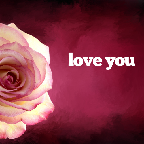 Pink flowers on wish card Love you