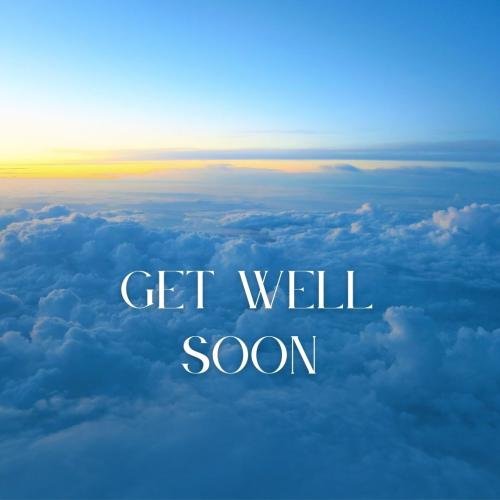 Get well soon with purple flower