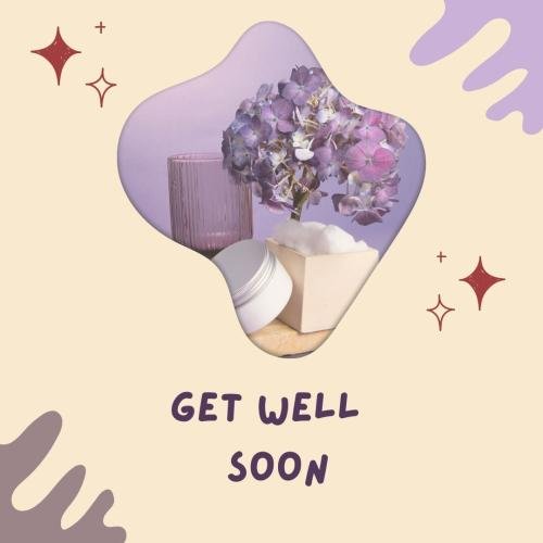 Get well soon with purple flower