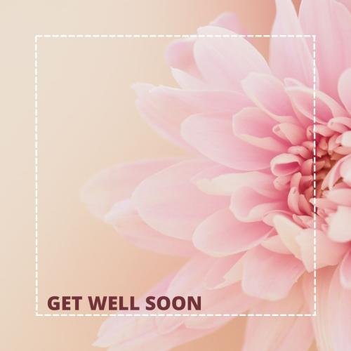 get well soon with pink flower