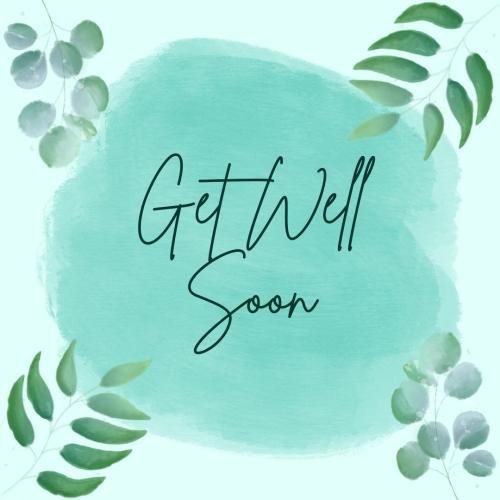 Get well soon with leaves and background color