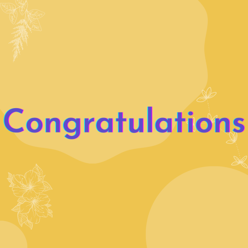 Different white color items on a yellow background, Congratulations.
