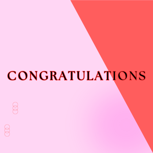 Congratulations, red and pink simple background.