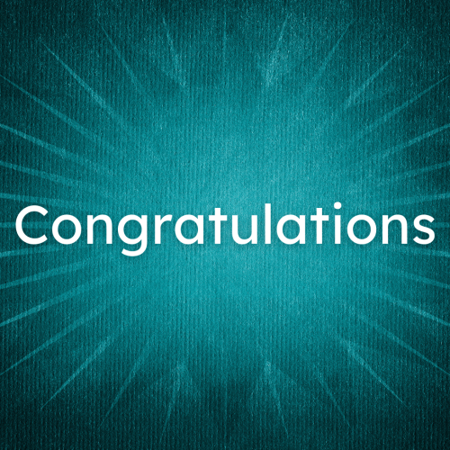 Congratulations, sea green wish card.