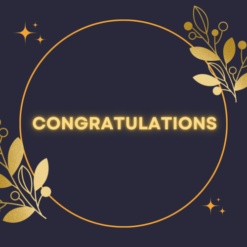 Circle design and flowers around the circle, Congratulations.