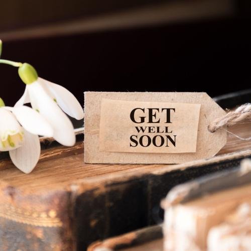 Get well soon with white flower