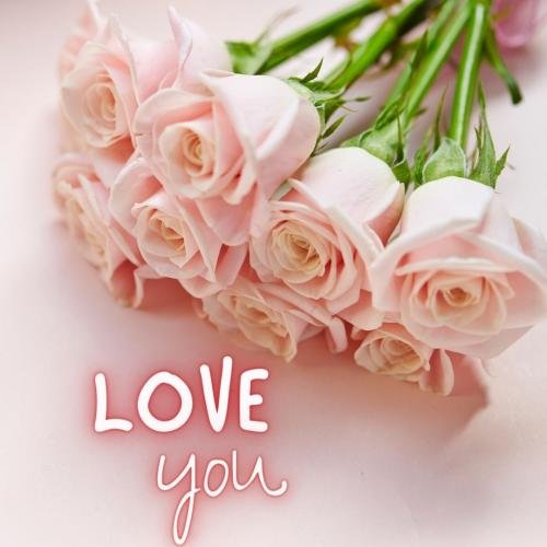 Pink flowers on wish card Love you