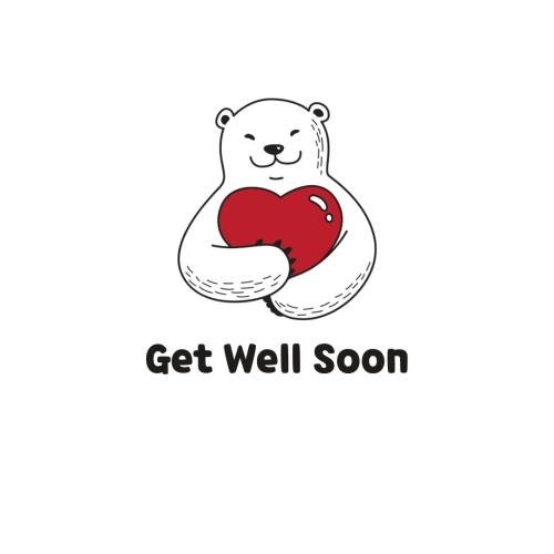 Teddy get well soon with heart.