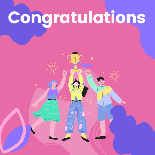 A group of friends wins the trophy, Congratulations.