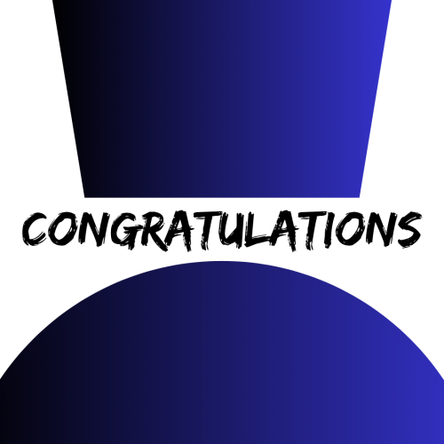 Congratulations, Blue pattern on a wish card.