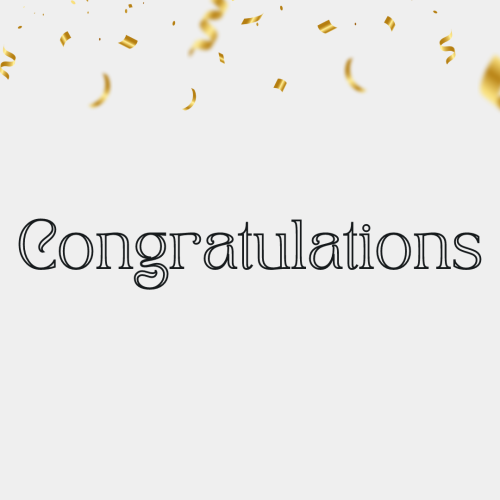 Congratulations, Golden sparkles on top.