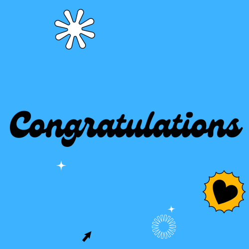 Congratulations, Simple blue background.