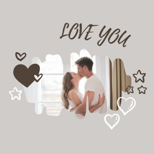Couple kissing on wish card Love you.