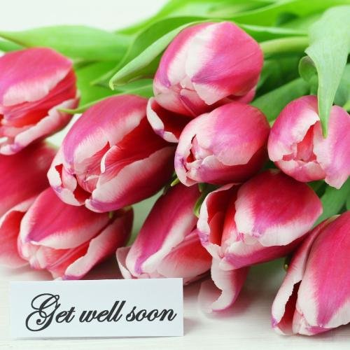 Get well soon with many pink flowers