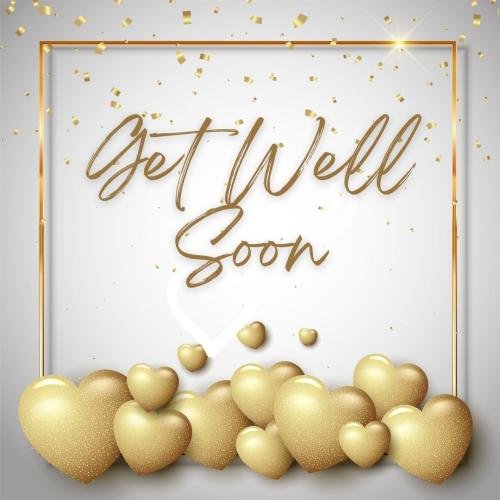 Get well soon with golden hearts