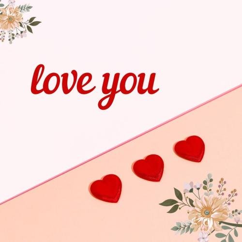 Hearts and flowers on wish card Love you